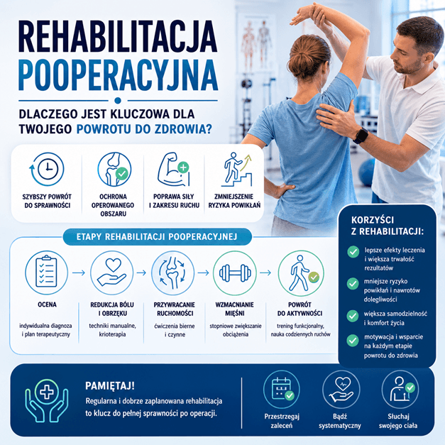 Proces rehabilitacji pooperacyjnej.
